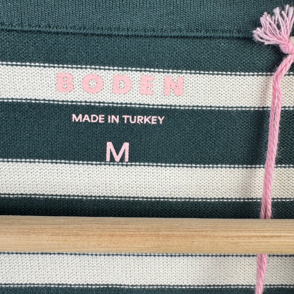 Boden Women's Dark Green and White Striped Long Sleeve Tee - Picture 7 of 9